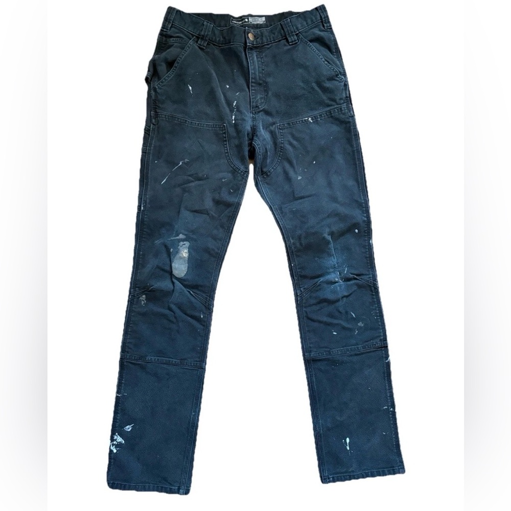 Carhartt Men Rugged Flex CanvasWork Pant Straight 32x34 Distressed Black